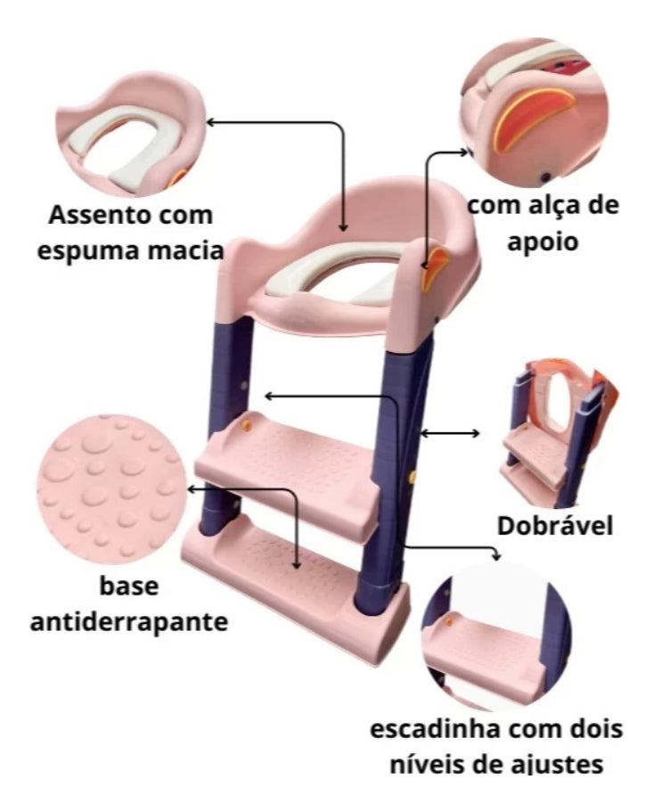 Troninho Redutor Assento Vaso Sanitário Infantil Com Escada