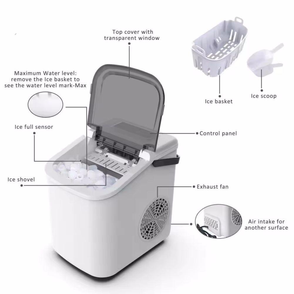 Máquina de Gelo Automática de Bancada Doméstica Pequena HZB-12_H