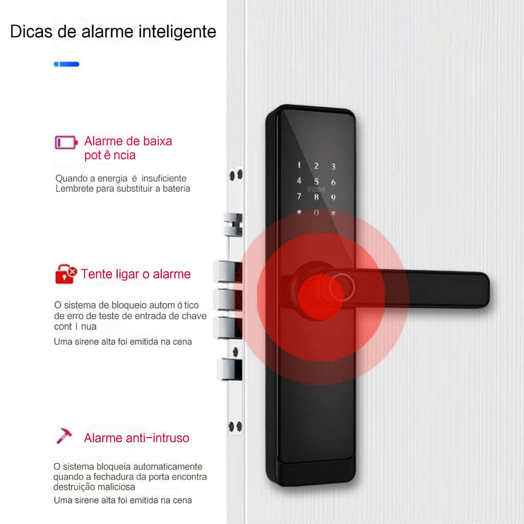 Fechadura Digital Eletronica Inteligente com Biometria, Touch e Wi-Fi - Impressão Digital Segura, Instalação Fácil