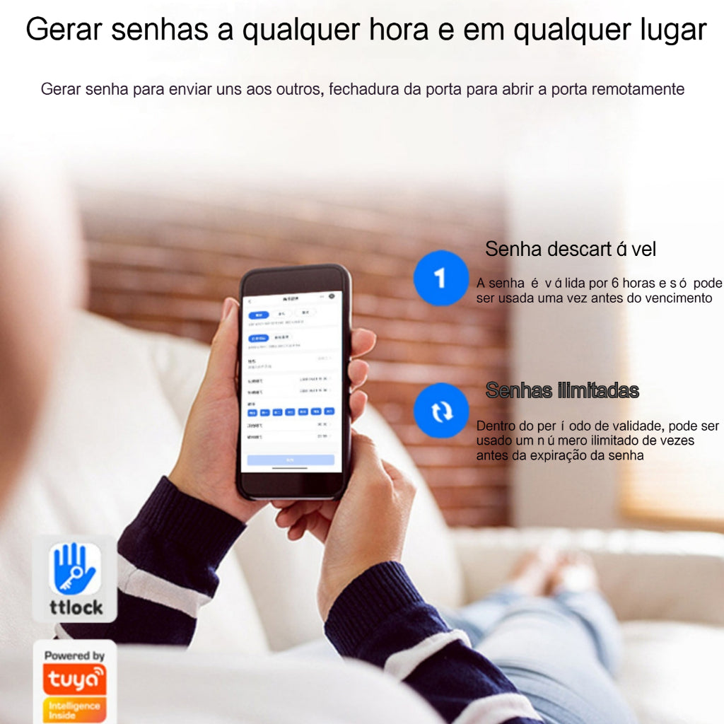 Fechadura Digital Eletronica Inteligente com Biometria, Touch e Wi-Fi - Impressão Digital Segura, Instalação Fácil