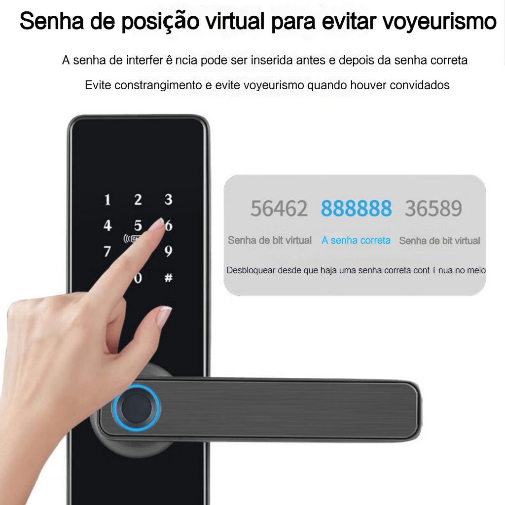 Fechadura Digital Eletronica Inteligente com Biometria, Touch e Wi-Fi - Impressão Digital Segura, Instalação Fácil
