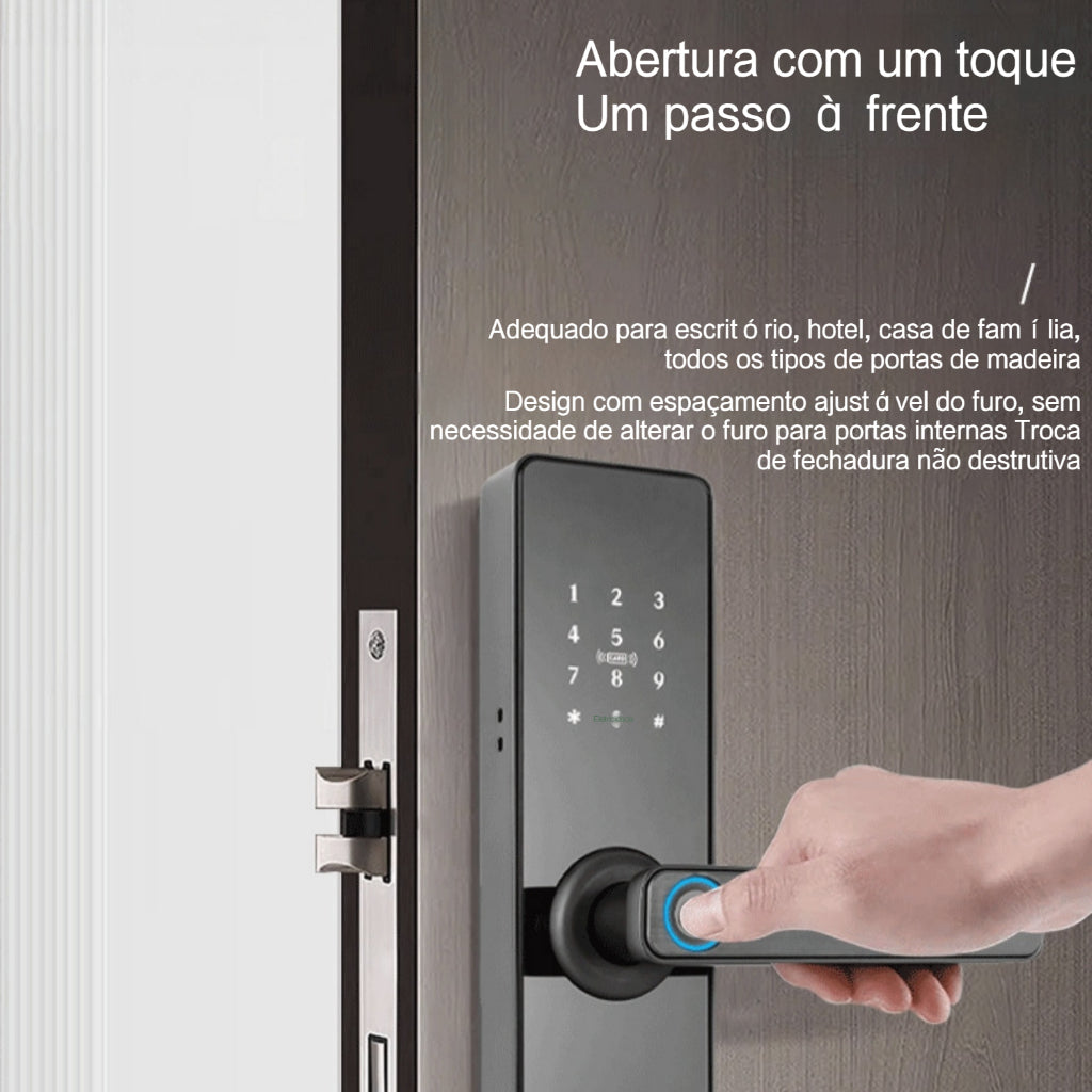 Fechadura Digital Eletronica Inteligente com Biometria, Touch e Wi-Fi - Impressão Digital Segura, Instalação Fácil