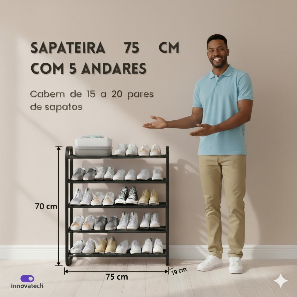 Sapateira Multiuso Innovatech 5 Andares 75cm – Organizador Compacto e Prático para Calçados e Acessórios