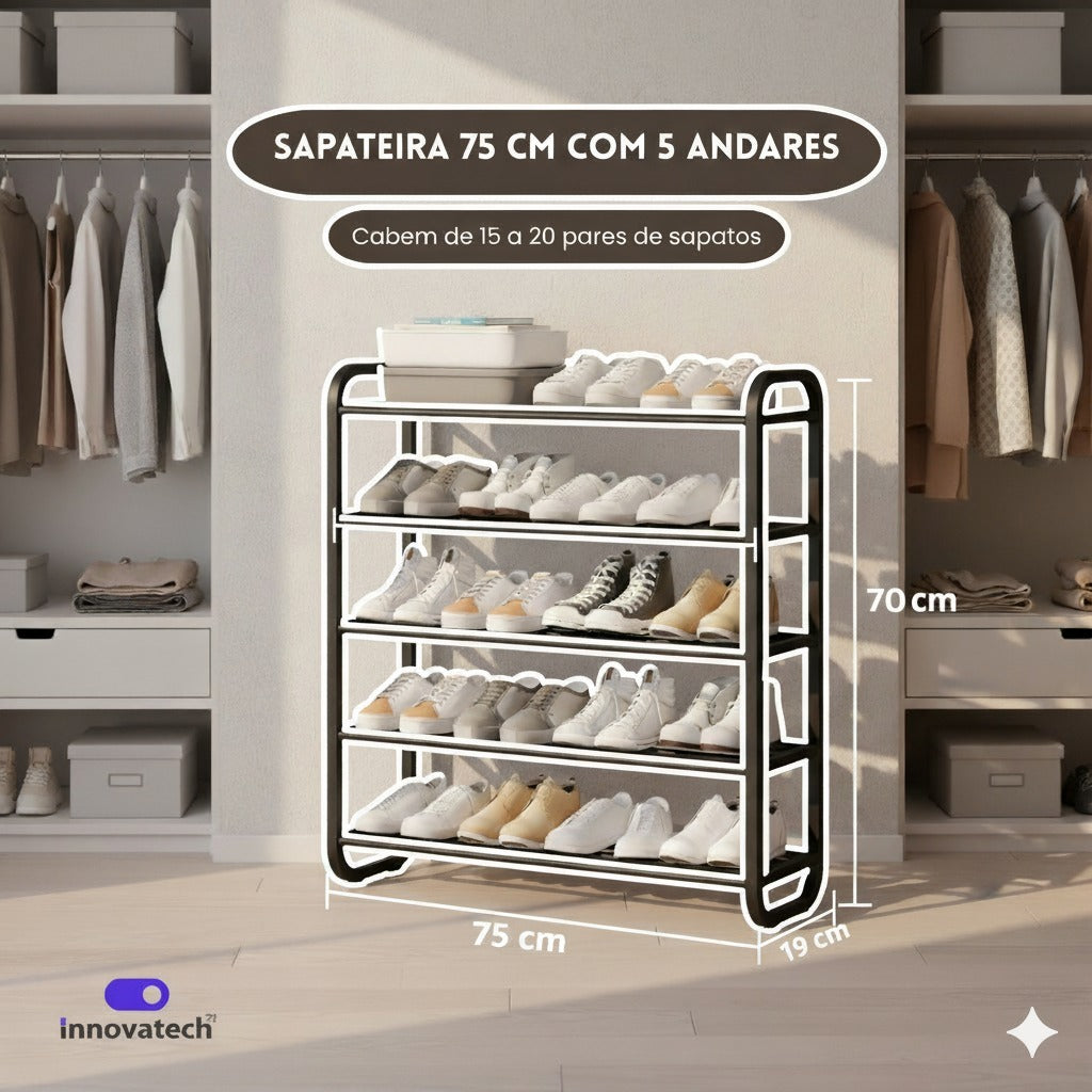 Sapateira Multiuso Innovatech 5 Andares 75cm – Organizador Compacto e Prático para Calçados e Acessórios