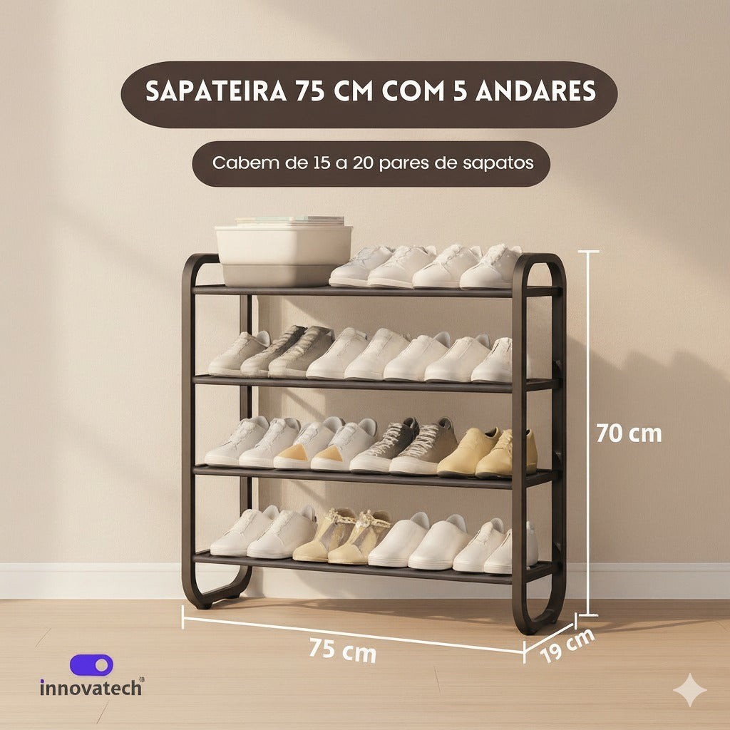 Sapateira Multiuso Innovatech 5 Andares 75cm – Organizador Compacto e Prático para Calçados e Acessórios
