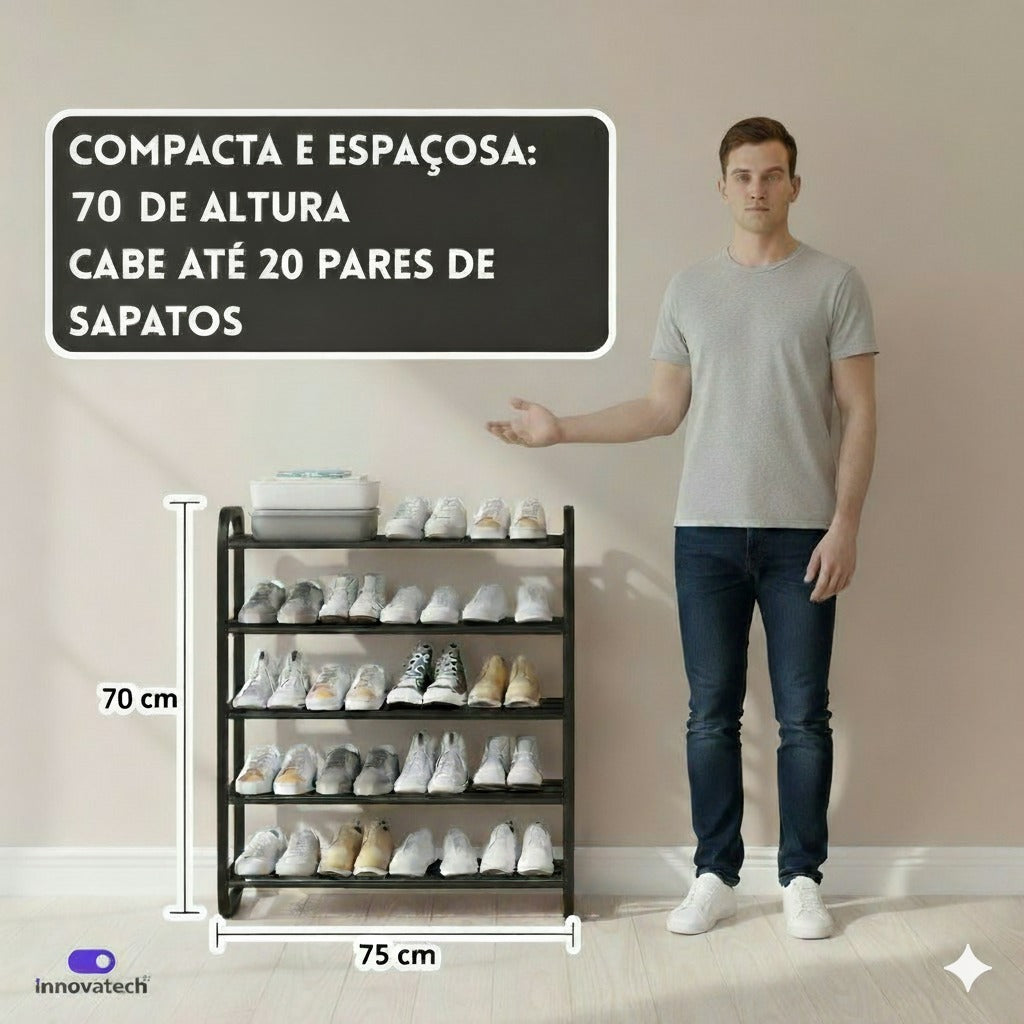 Sapateira Multiuso Innovatech 5 Andares 75cm – Organizador Compacto e Prático para Calçados e Acessórios