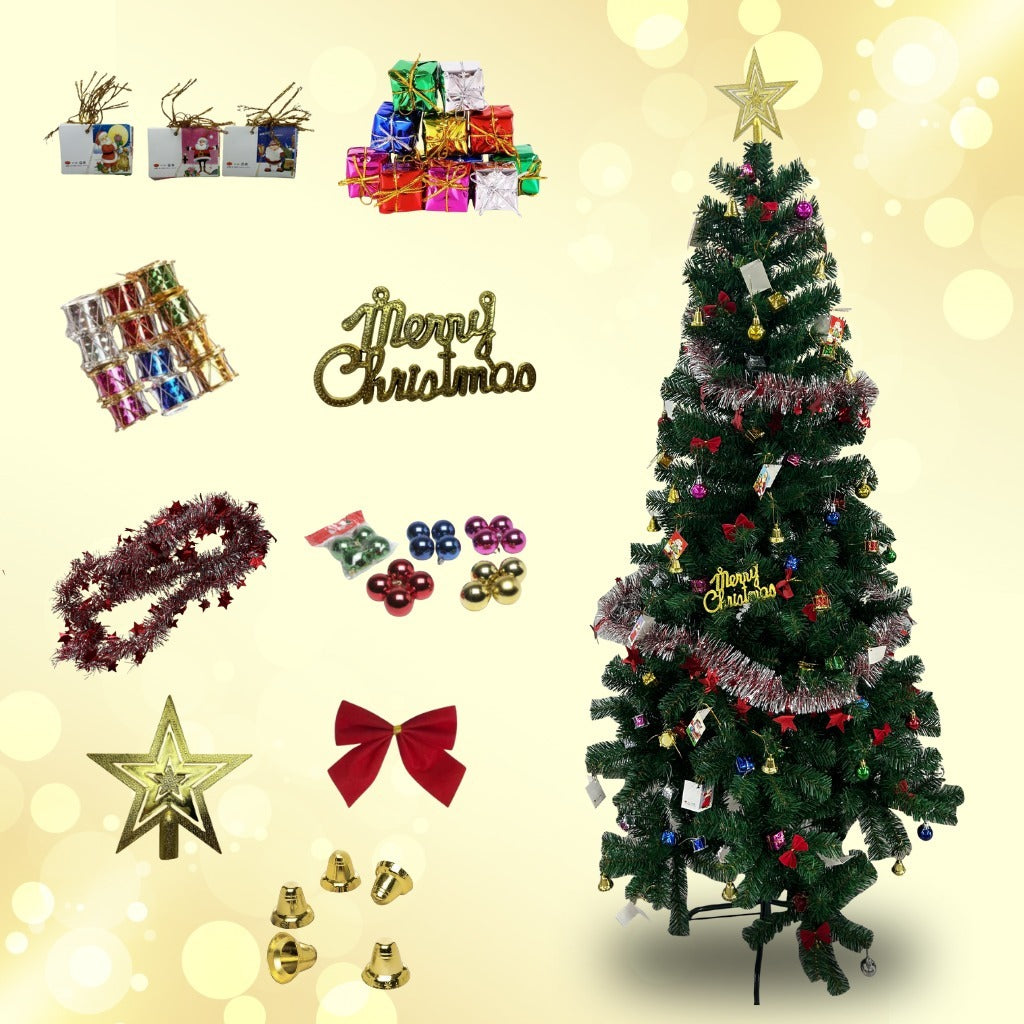 Árvore de Natal Completa com Kit de Decoração – 150 cm 450 Galhos ou 180 cm 540 Galhos