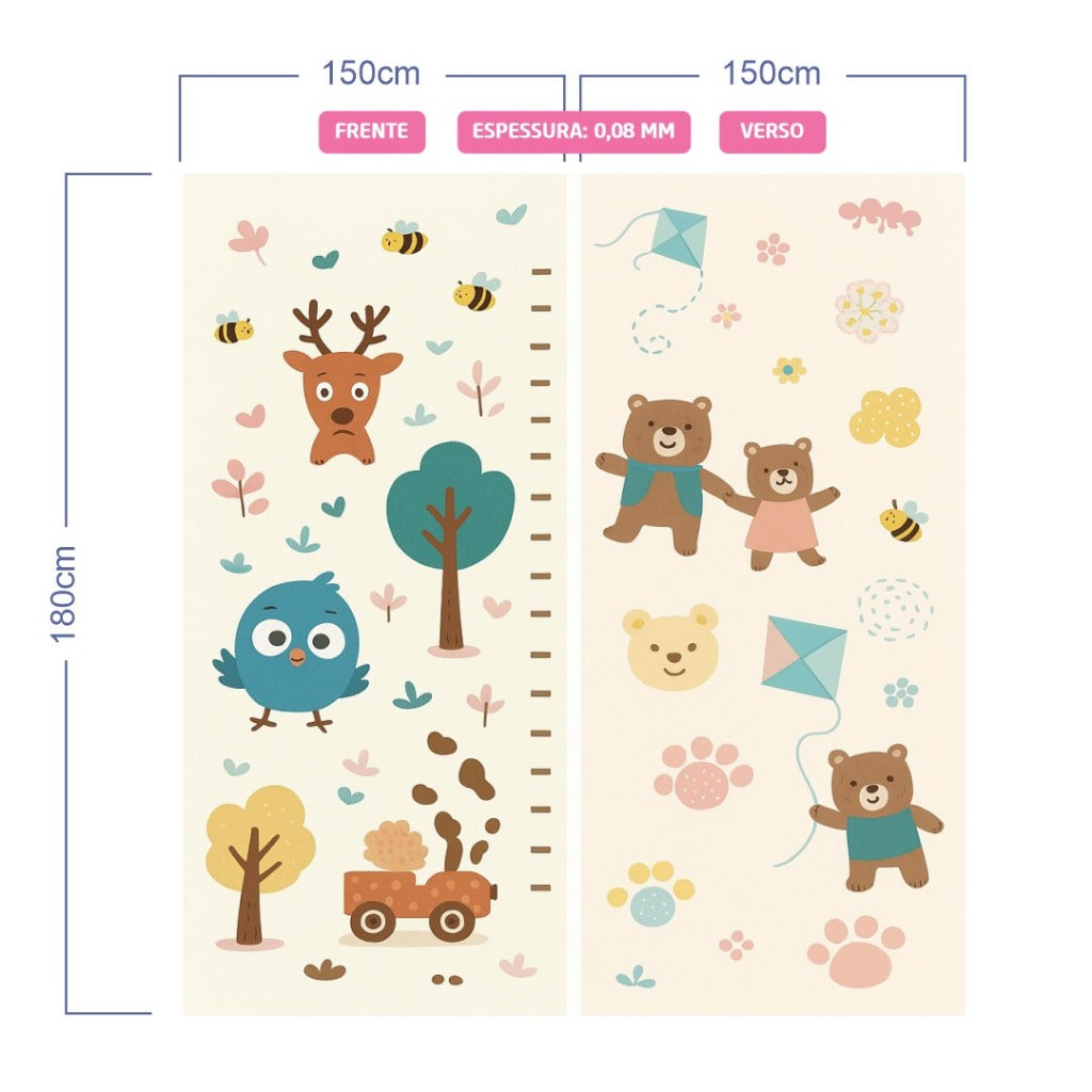 Tapete Tatame Infantil Emborrachado Dupla Face 2*1.5M/1.8*1.5M 1mm Térmico e Antiderrapante