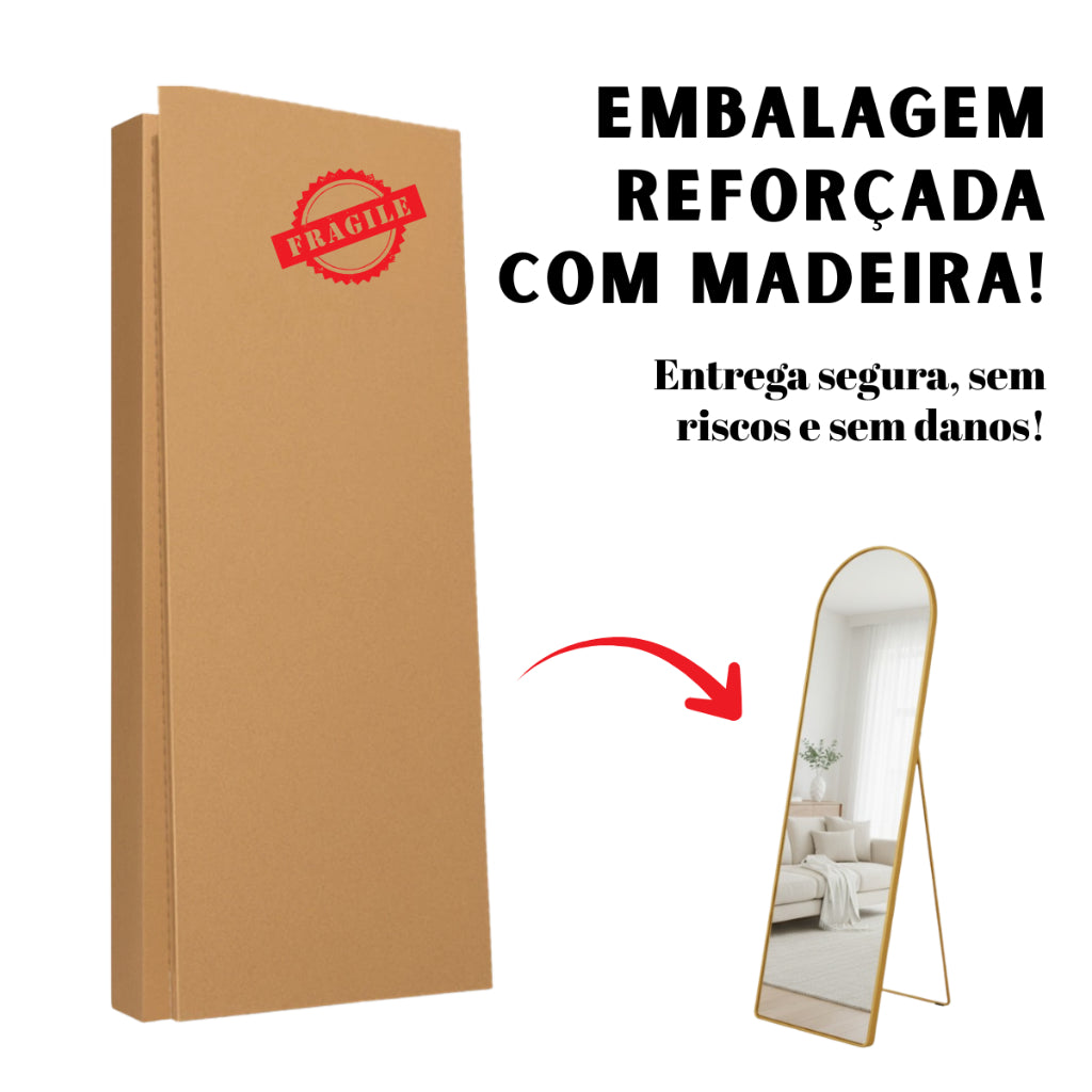 Espelho Grande 150x50 cm, Corpo Inteiro, Compacto e Sofisticado
