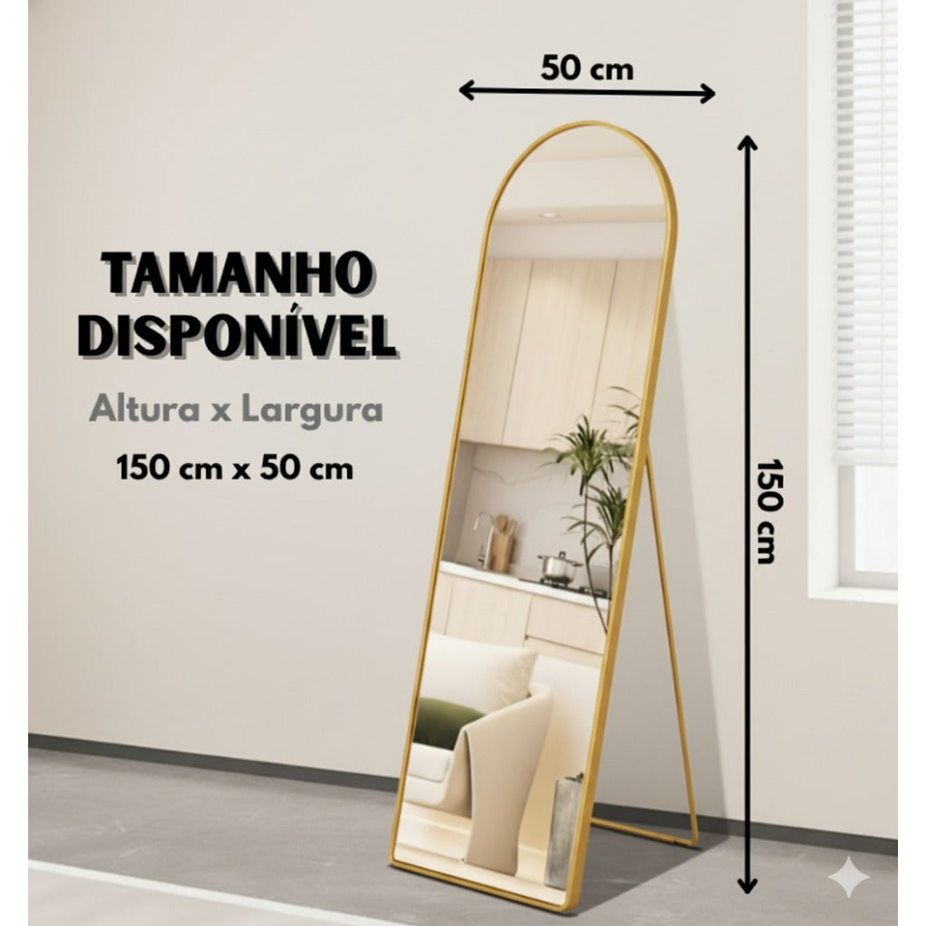 Espelho Grande 150x50 cm, Corpo Inteiro, Compacto e Sofisticado