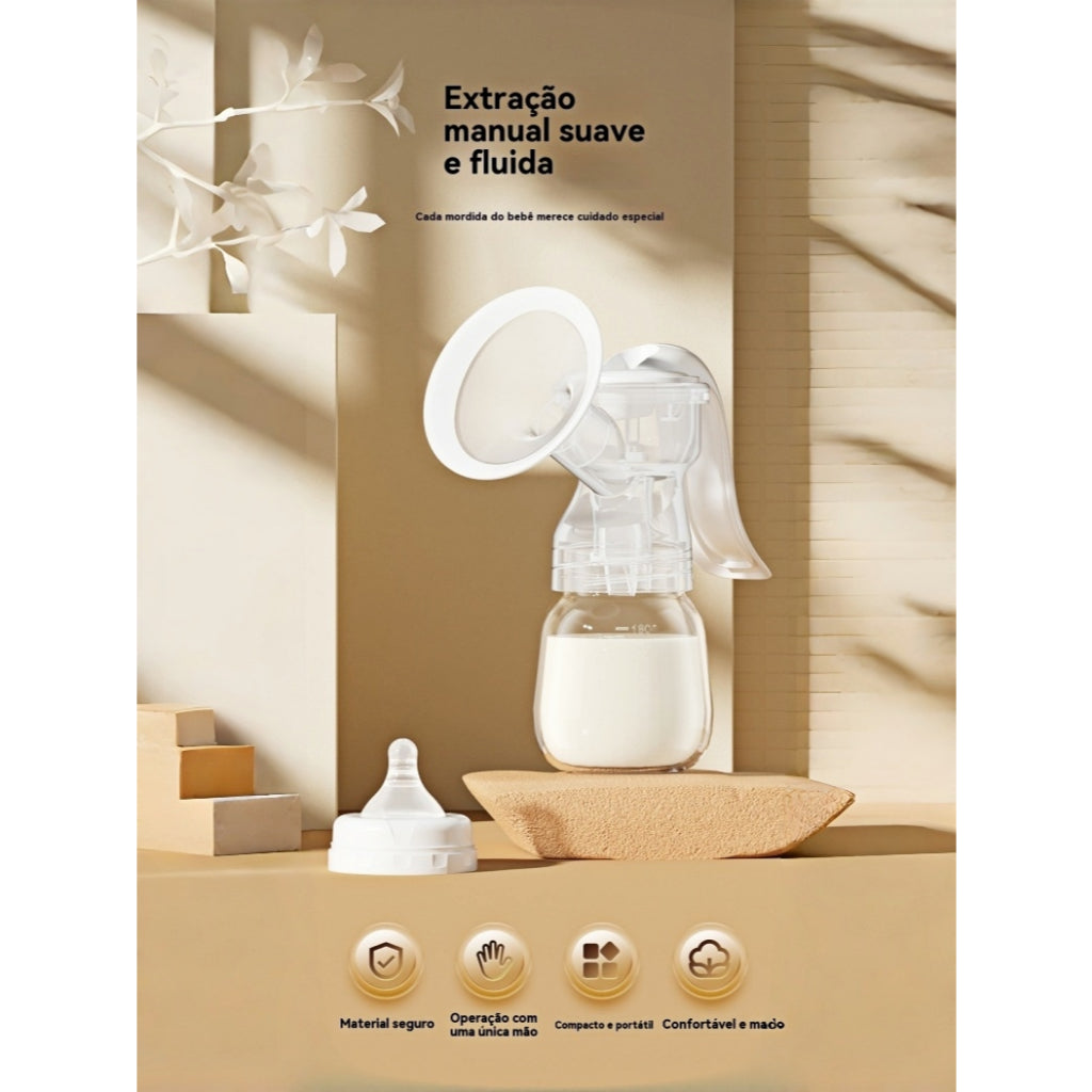 Extrator de Leite Manual com Bico de Silicone – Leve, Portátil e Completo