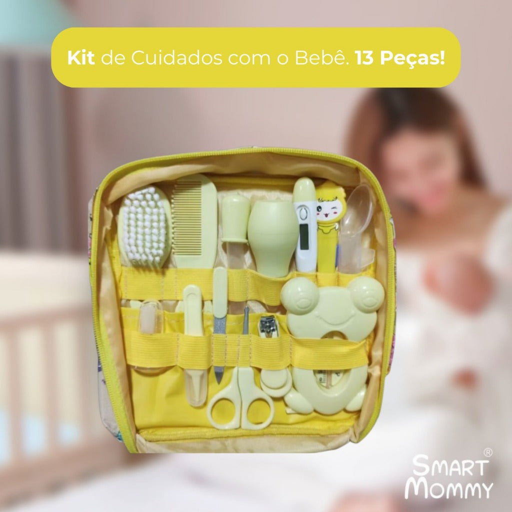 Kit 13 Peças com Bolsa para Higiene, Saúde e Cuidados do Bebê