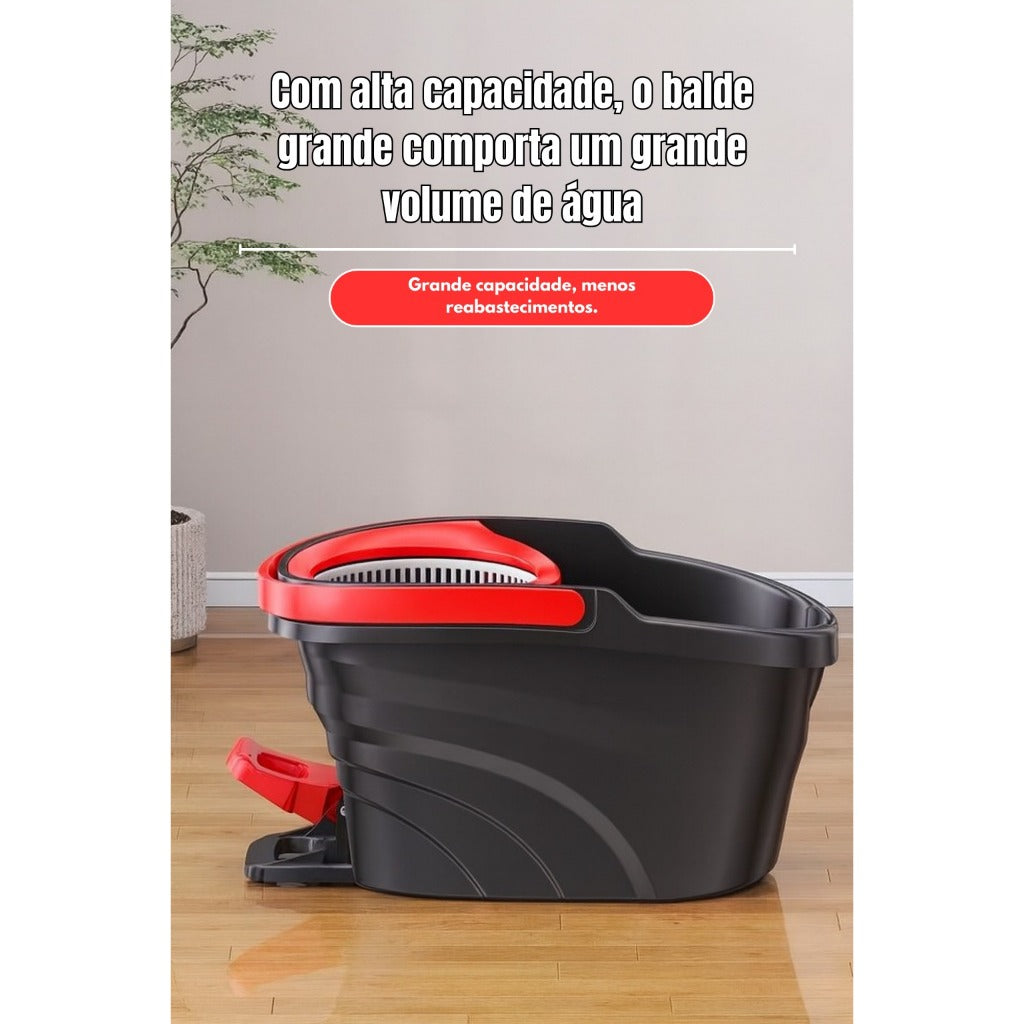 Mop Pedal Giratórico 11L com Centrífuga Inox e 2 Refis – Limpeza Sem Esforço