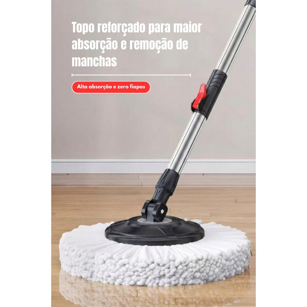 Mop Pedal Giratórico 11L com Centrífuga Inox e 2 Refis – Limpeza Sem Esforço
