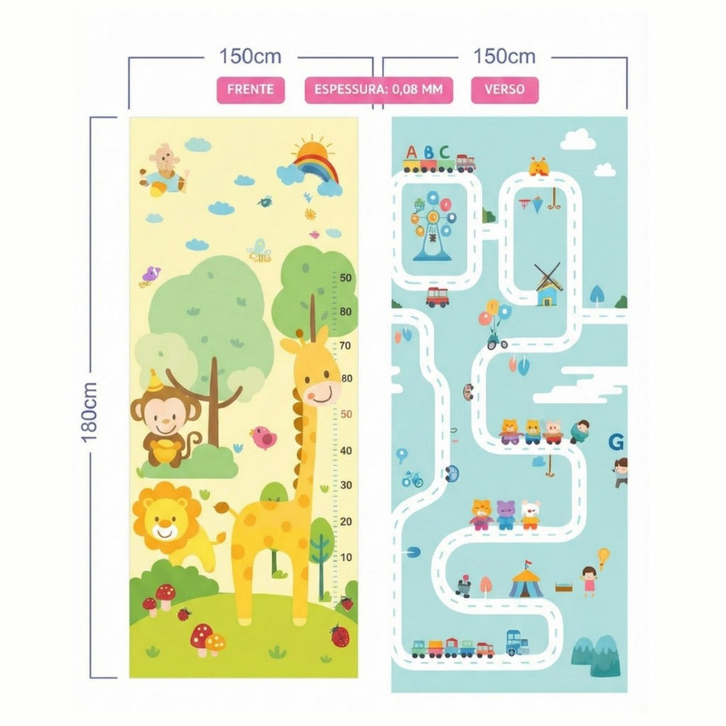 Tapete Tatame Infantil Emborrachado Dupla Face 2*1.5M/1.8*1.5M 1mm Térmico e Antiderrapante