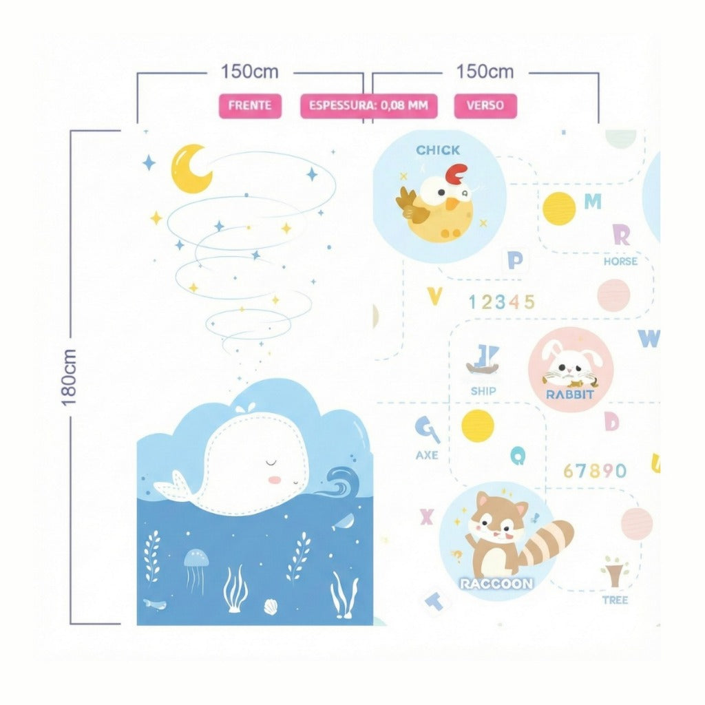 Tapete Tatame Infantil Emborrachado Dupla Face 2*1.5M/1.8*1.5M 1mm Térmico e Antiderrapante