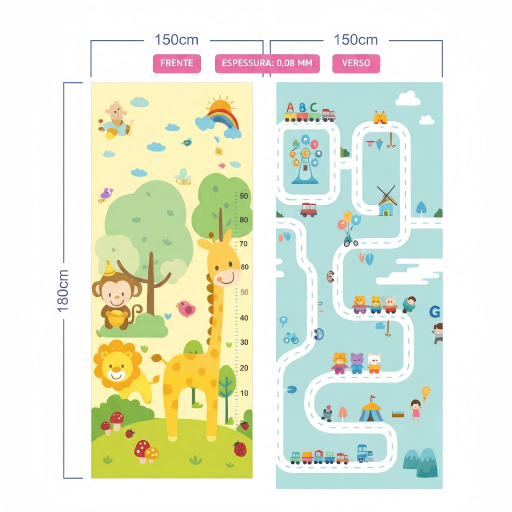 Tapete Tatame Infantil Emborrachado Dupla Face 2*1.5M/1.8*1.5M 1mm Térmico e Antiderrapante
