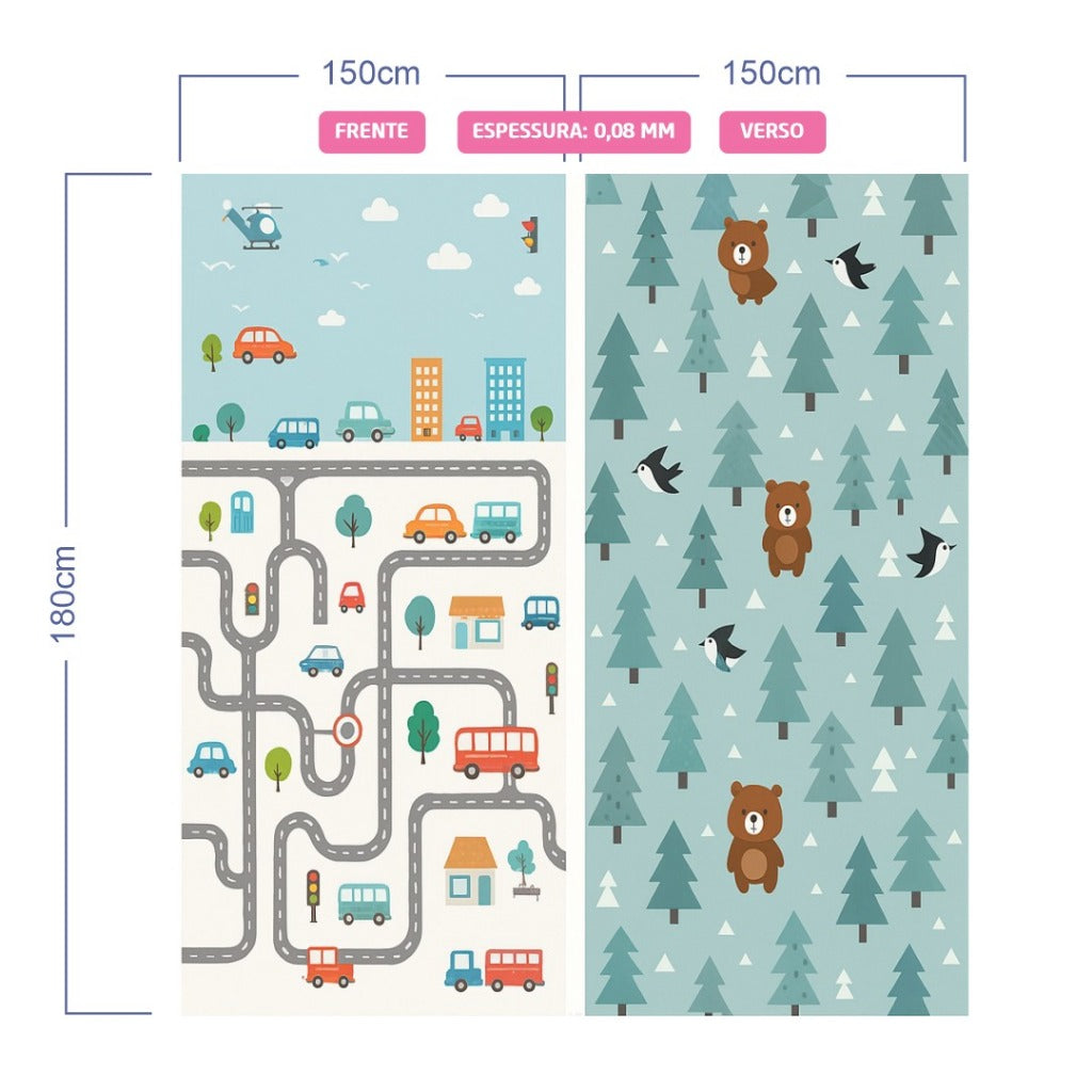Tapete Tatame Infantil Emborrachado Dupla Face 2*1.5M/1.8*1.5M 1mm Térmico e Antiderrapante