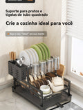 Escorredor de Louças Rack Aço Carbono Organizador Preto