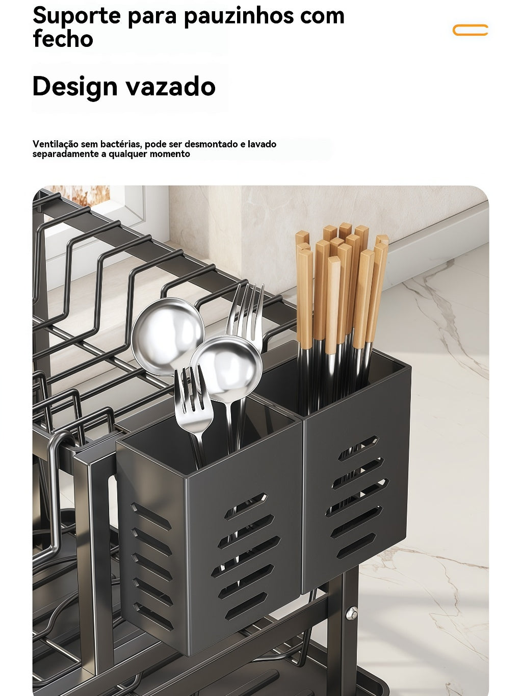Escorredor de Louças Rack Aço Carbono Organizador Preto