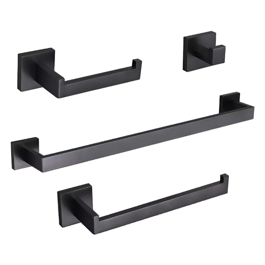 Kit Completo de Acessórios para Banheiro Preto Inox 304 4 Peças Quadrado Luxo