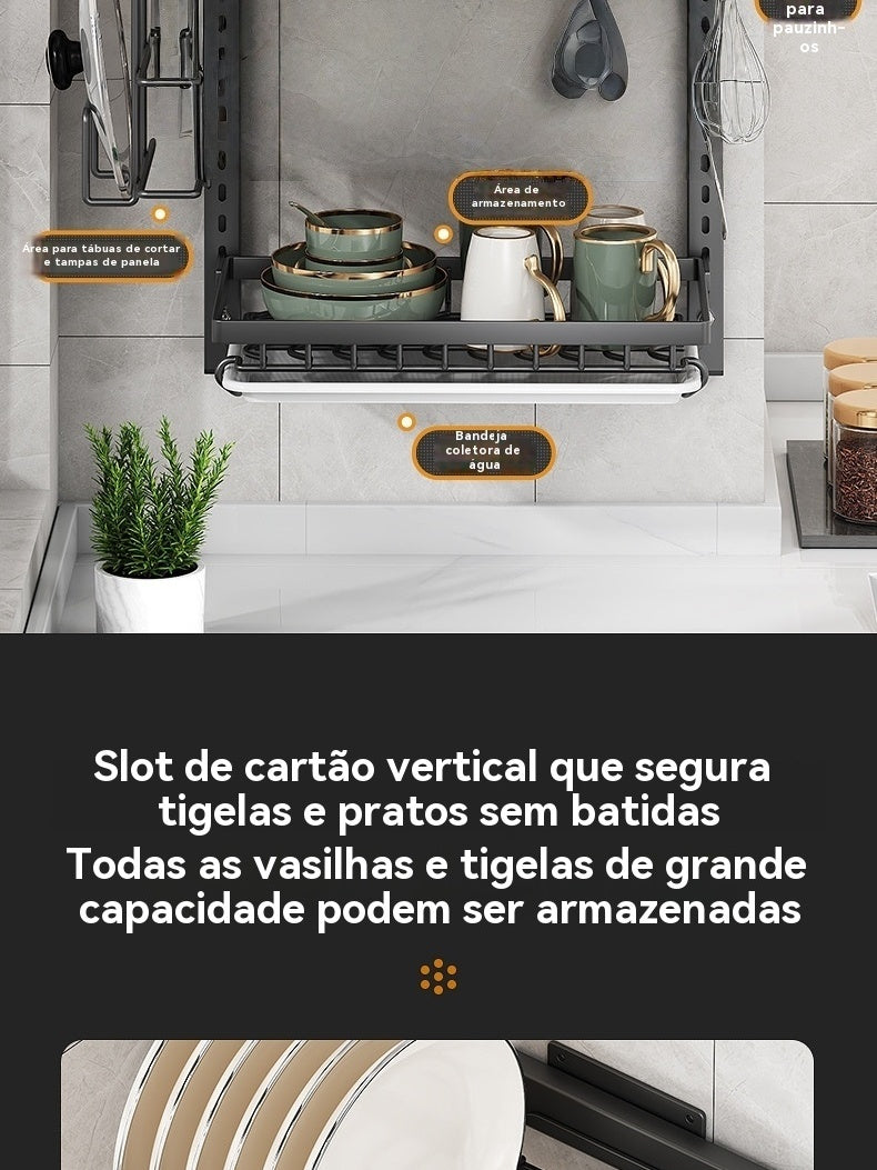 Escorredor Organizador De Louça Para Parede 2 Andares Em Aço Inox