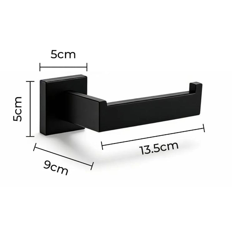 Kit Completo de Acessórios para Banheiro Preto Inox 304 4 Peças Quadrado Luxo