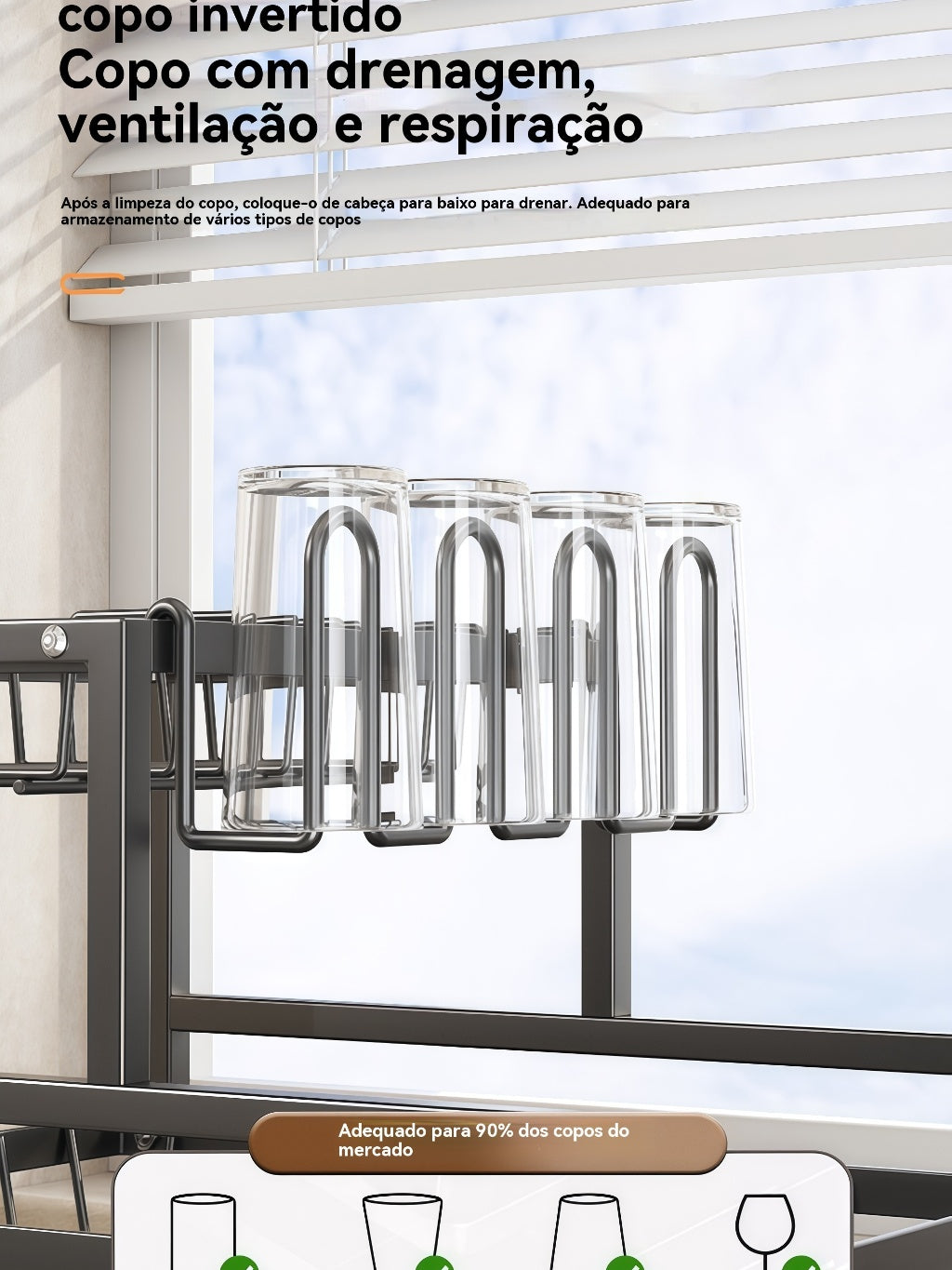 Escorredor de Louças Rack Aço Carbono Organizador Preto