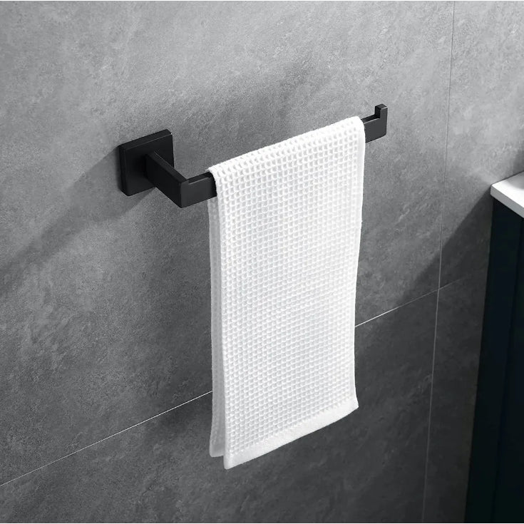 Kit Completo de Acessórios para Banheiro Preto Inox 304 4 Peças Quadrado Luxo
