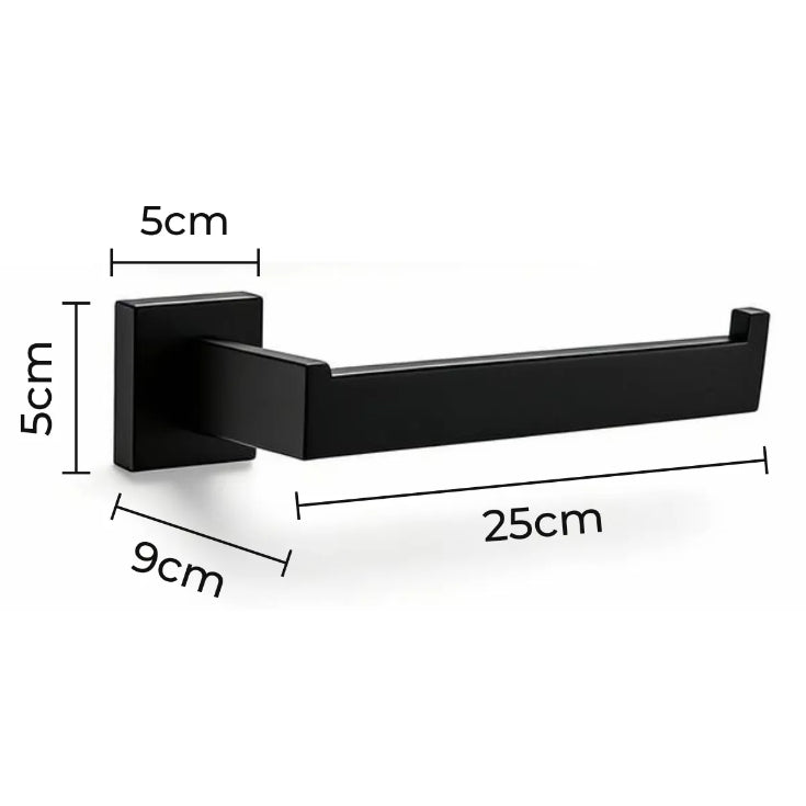 Kit Completo de Acessórios para Banheiro Preto Inox 304 4 Peças Quadrado Luxo
