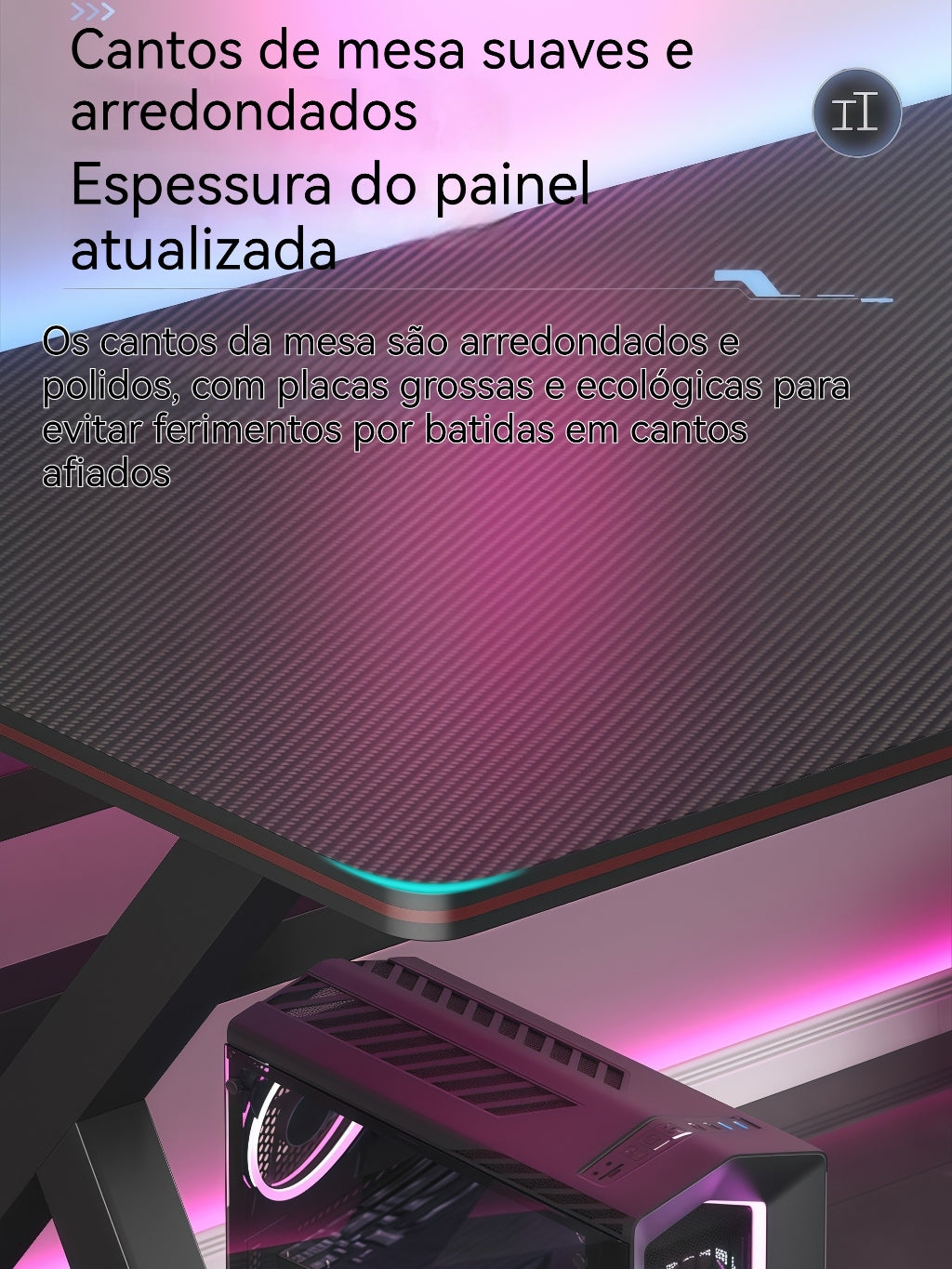 Mesa Gamer para Computador e Jogos Ideal para Estudo e Home Office com porta copos e suporte para fones de ouvido