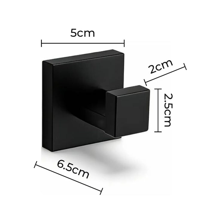Kit Completo de Acessórios para Banheiro Preto Inox 304 4 Peças Quadrado Luxo