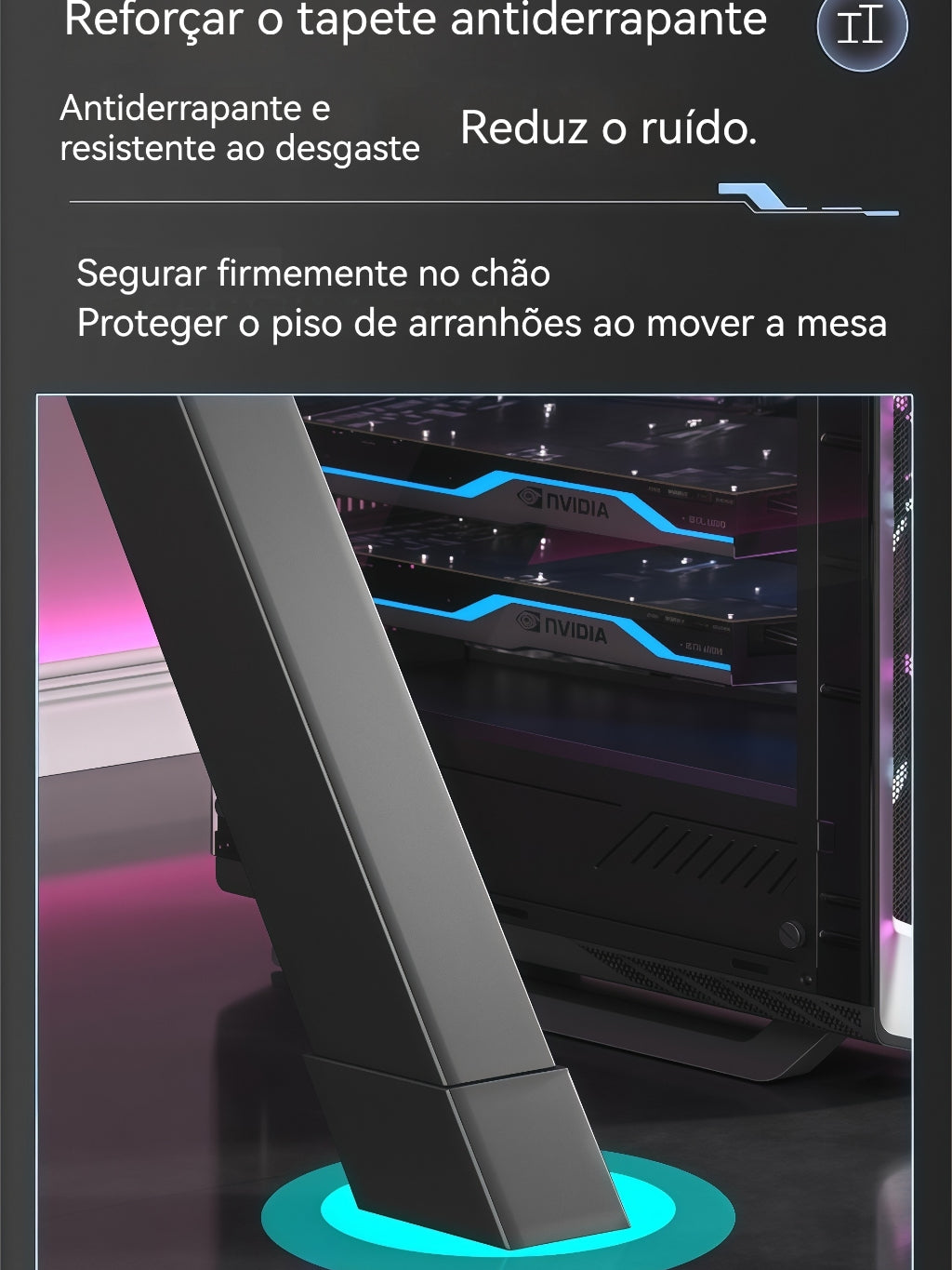 Mesa Gamer para Computador e Jogos Ideal para Estudo e Home Office com porta copos e suporte para fones de ouvido