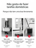 Mop 150cm Giratório 360° com Balde Inox e Rodas + 3 Refis Extras Alta Durabilidade e Limpeza Profunda