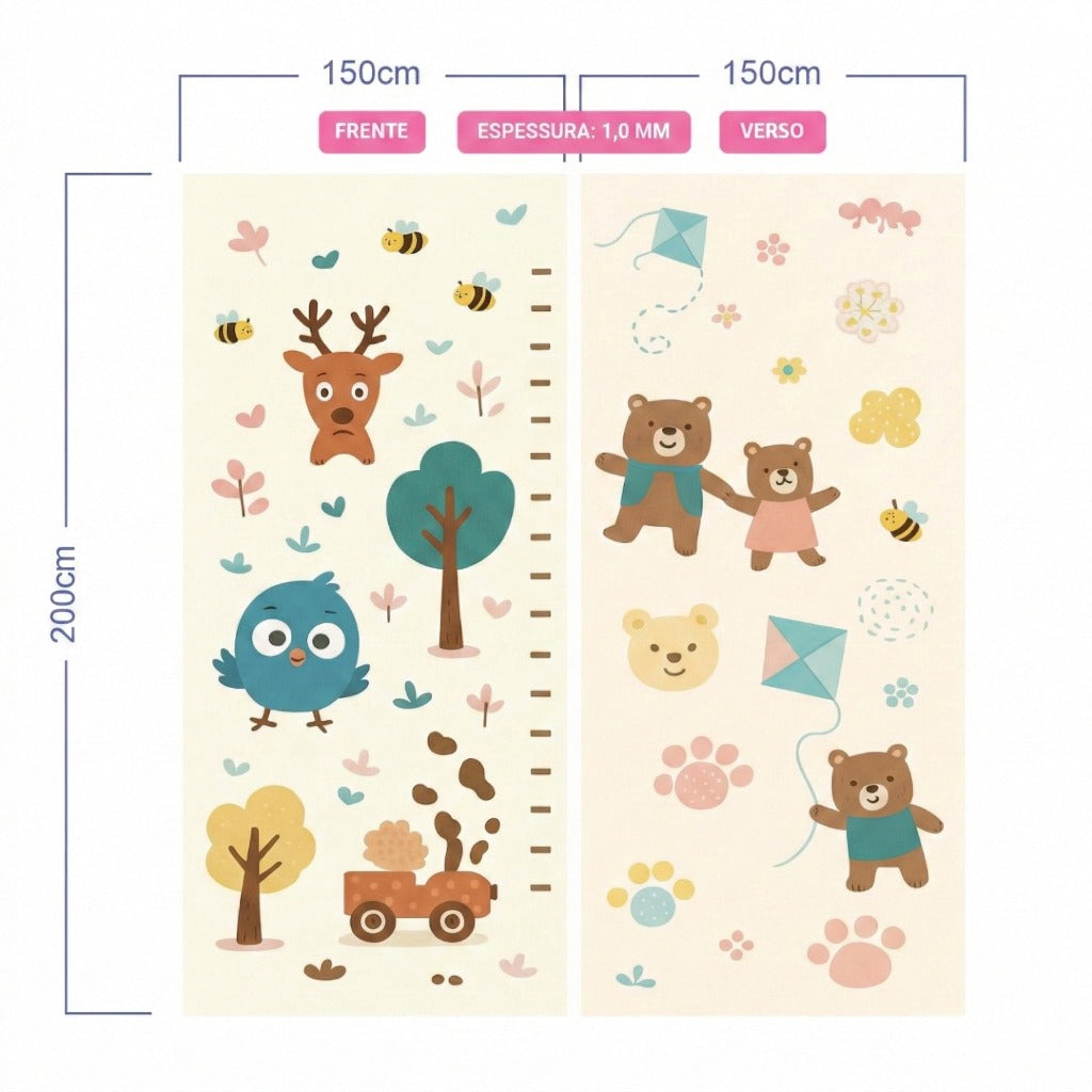 Tapete Tatame Infantil Emborrachado Dupla Face 2*1.5M/1.8*1.5M 1mm Térmico e Antiderrapante