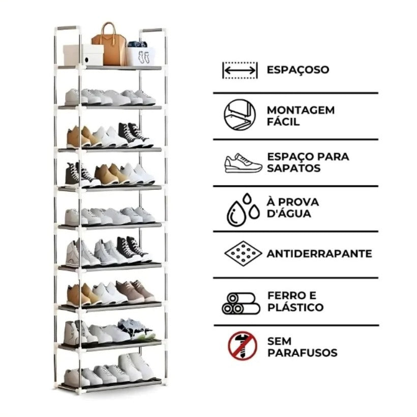 Sapateira 9 Níveis Vertical Para 27 Pares Grande Desmontável