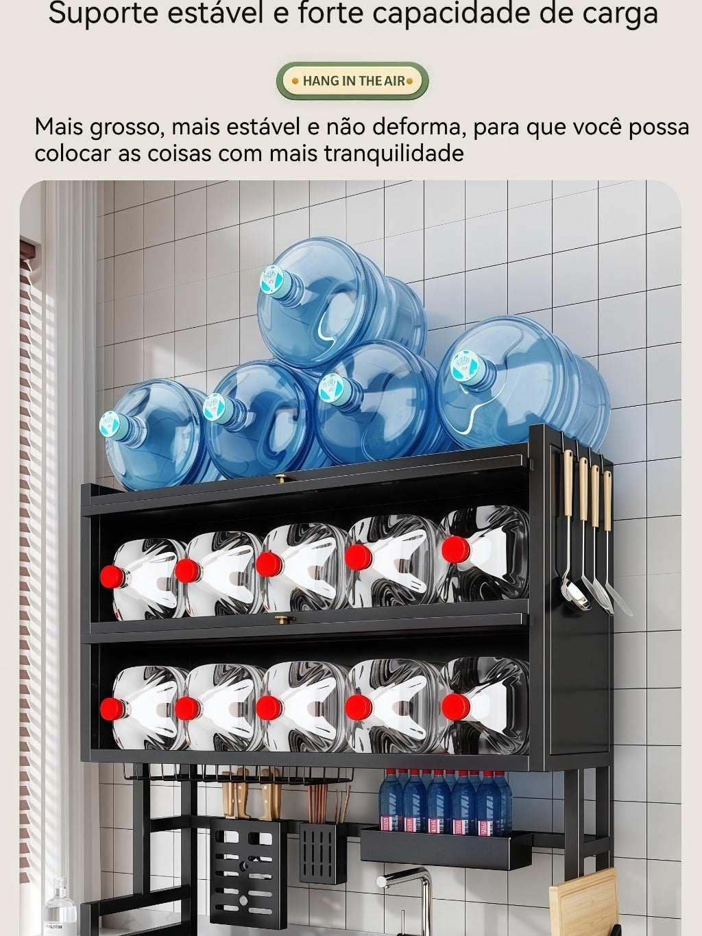 Escorredor De Louça 65/85cm Cozinha Suspensa Modula Pia Rack Organizador Estante poeira porta armário
