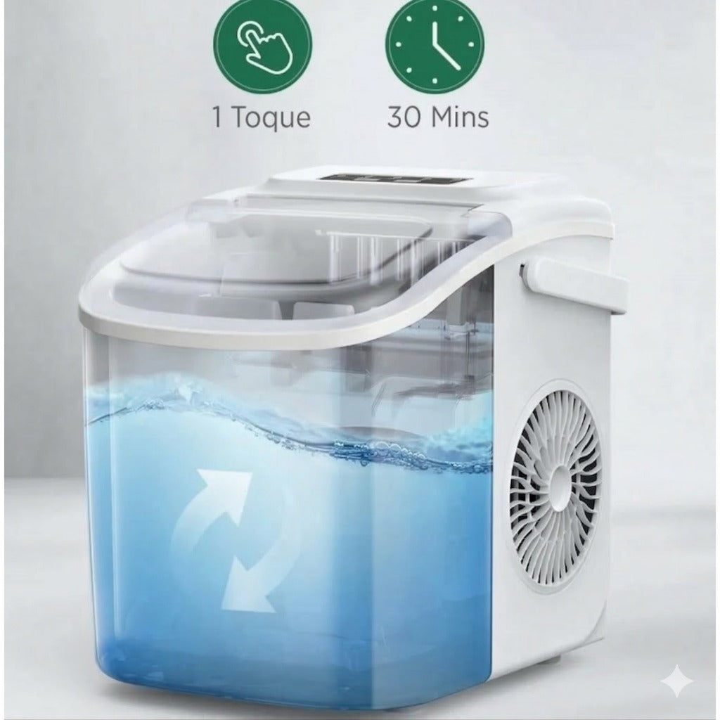 Máquina De Gelo Portátil Autolimpeza Painel LED Gelo Formato Bala 1,2 Litros 220V Doméstica