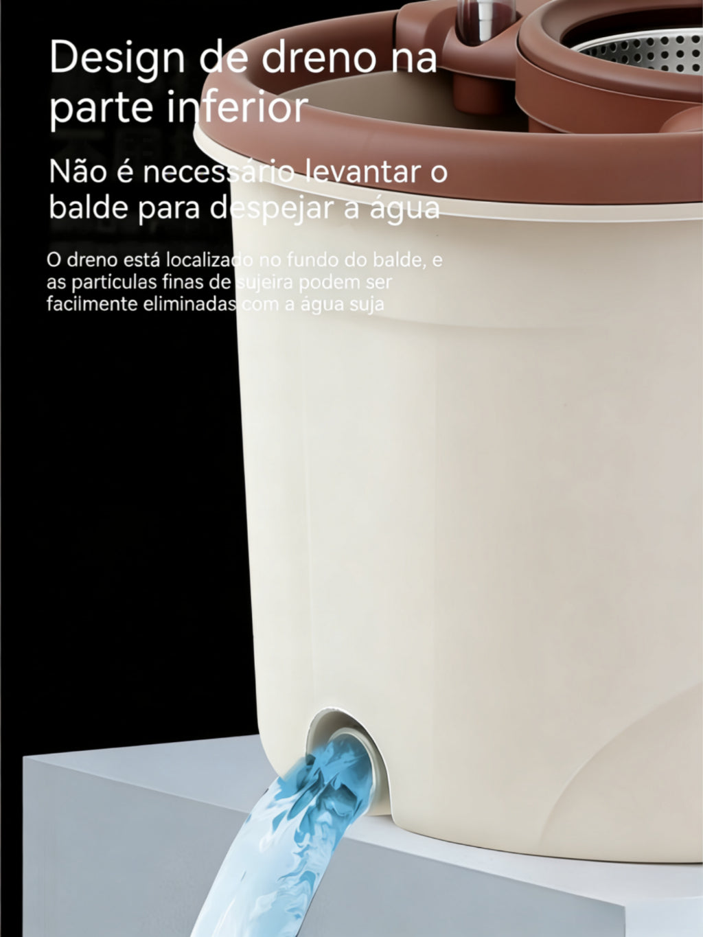 Mop 150cm Giratório 360° com Balde Inox e Rodas + 3 Refis Extras Alta Durabilidade e Limpeza Profunda