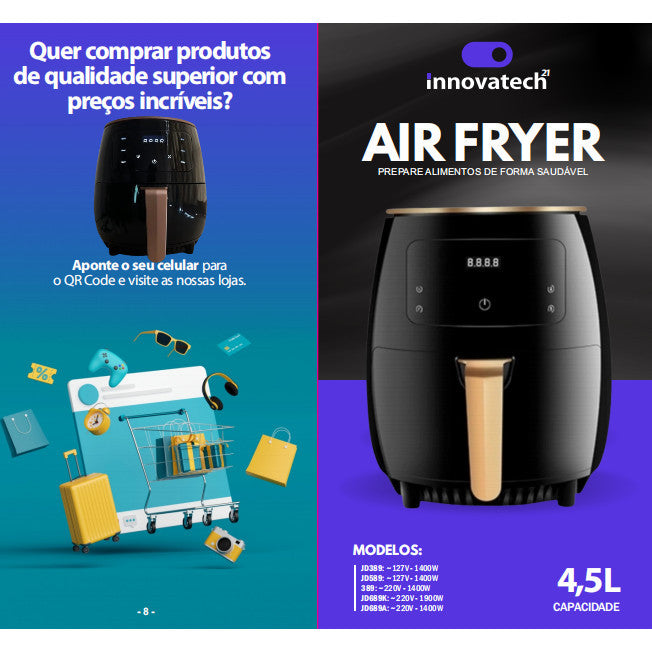 Fritadeira Air Fryer Elétrica 4,5L Innovatech 1400W 127V ou 220V