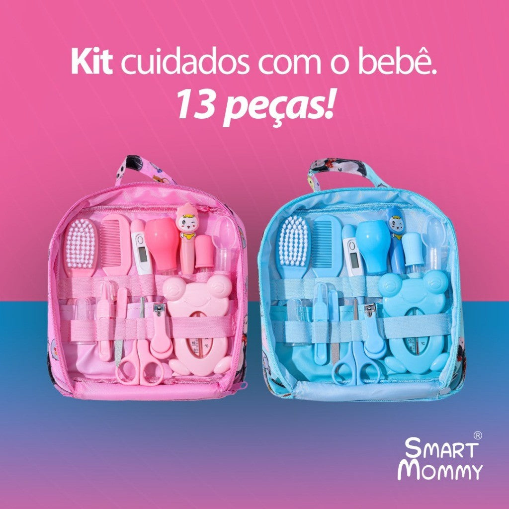 Kit 13 Peças com Bolsa para Higiene, Saúde e Cuidados do Bebê