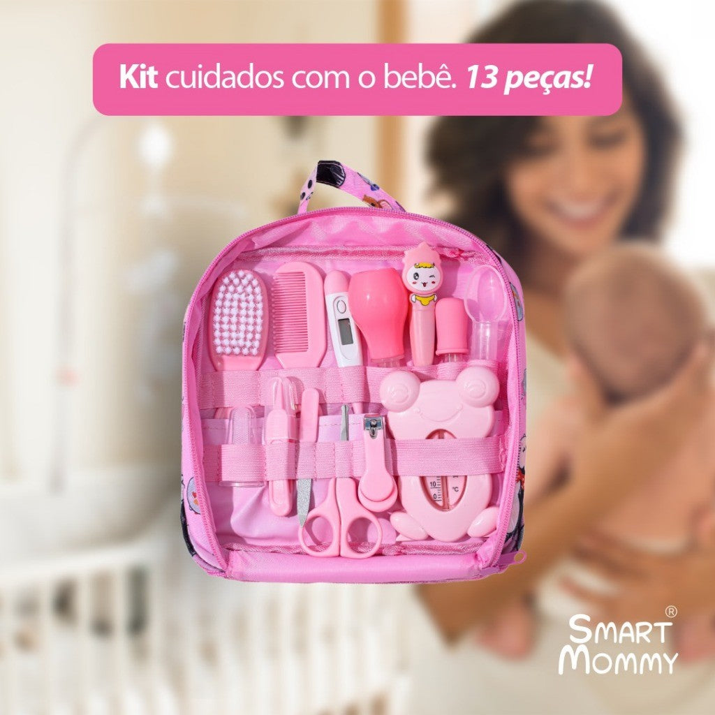 Kit 13 Peças com Bolsa para Higiene, Saúde e Cuidados do Bebê