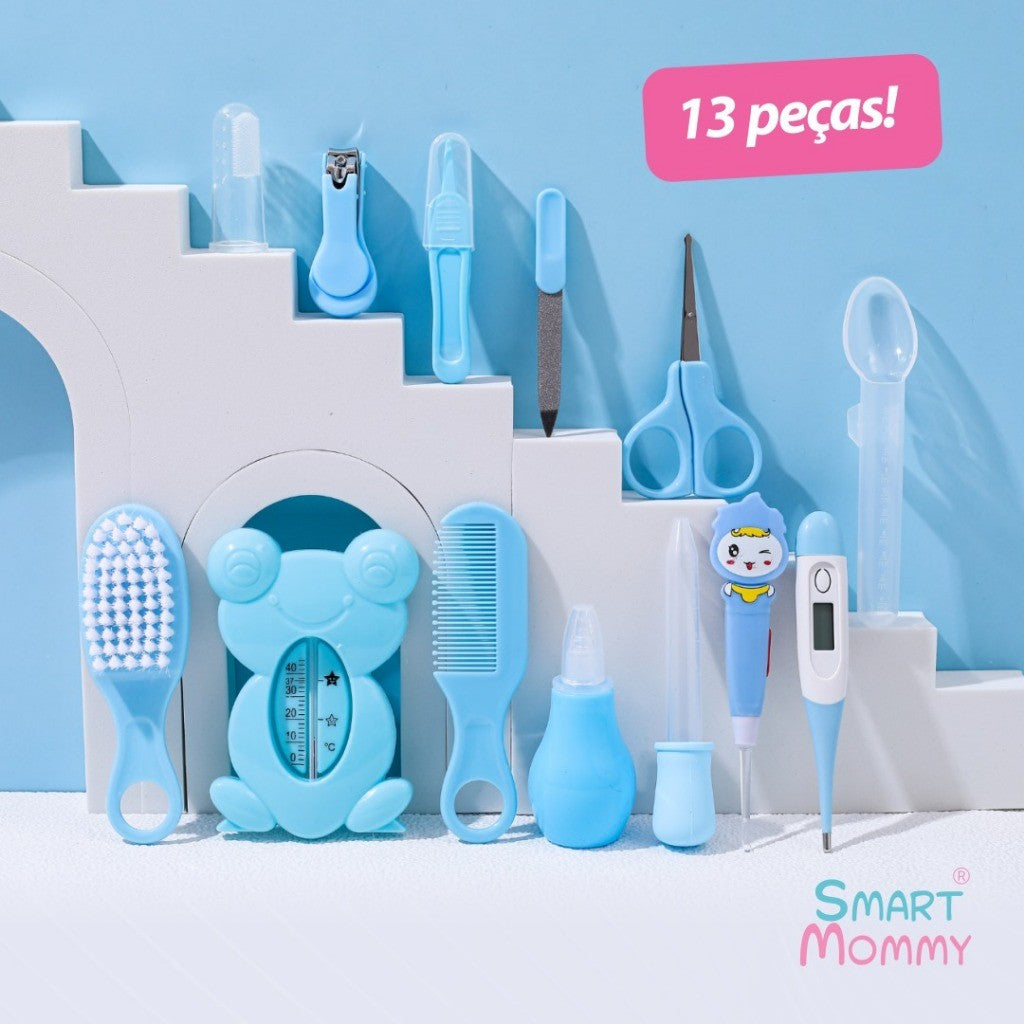 Kit 13 Peças com Bolsa para Higiene, Saúde e Cuidados do Bebê