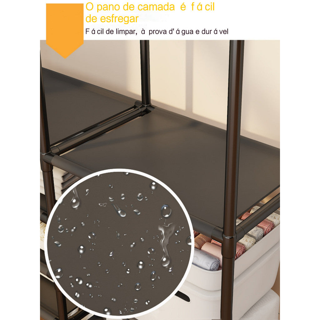 Cabideiro Arara para Chão Organizador Guarda-Roupas com Sapateira Multiuso - Portátil Economiza Espaço