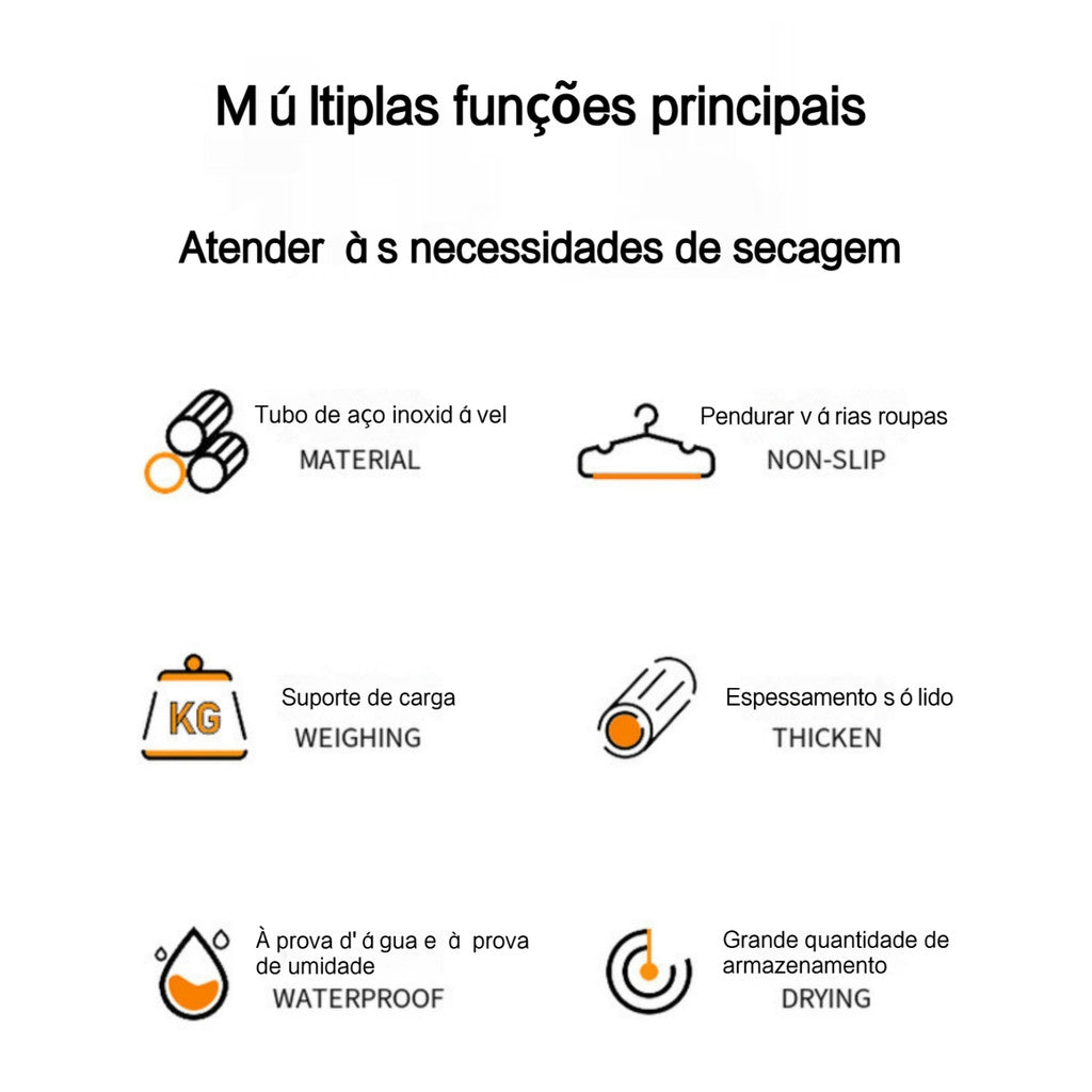 Cabideiro Arara para Chão Organizador Guarda-Roupas com Sapateira Multiuso - Portátil Economiza Espaço