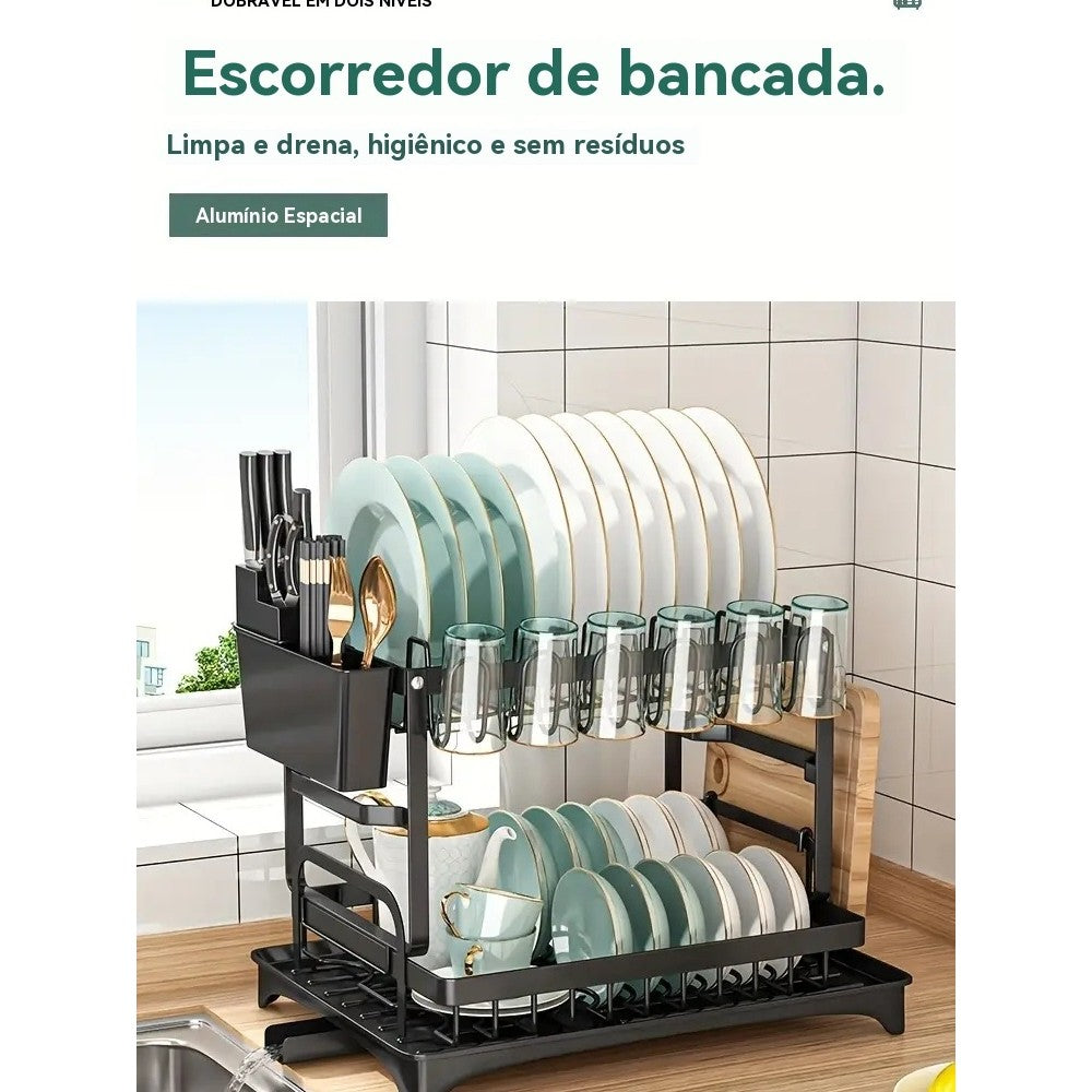 Escorredor de Louças Aço Inoxidável Preto – Modelo Rack ou Suspenso para Cozinha