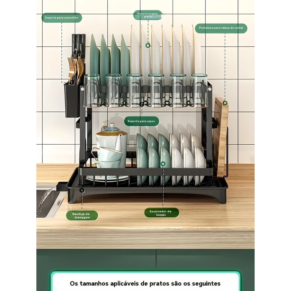 Escorredor de Louças Aço Inoxidável Preto – Modelo Rack ou Suspenso para Cozinha