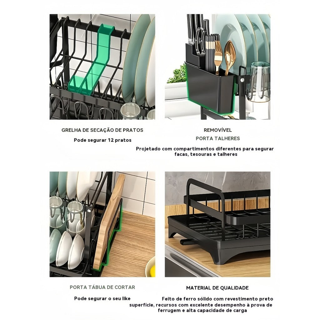 Escorredor de Louças Aço Inoxidável Preto – Modelo Rack ou Suspenso para Cozinha