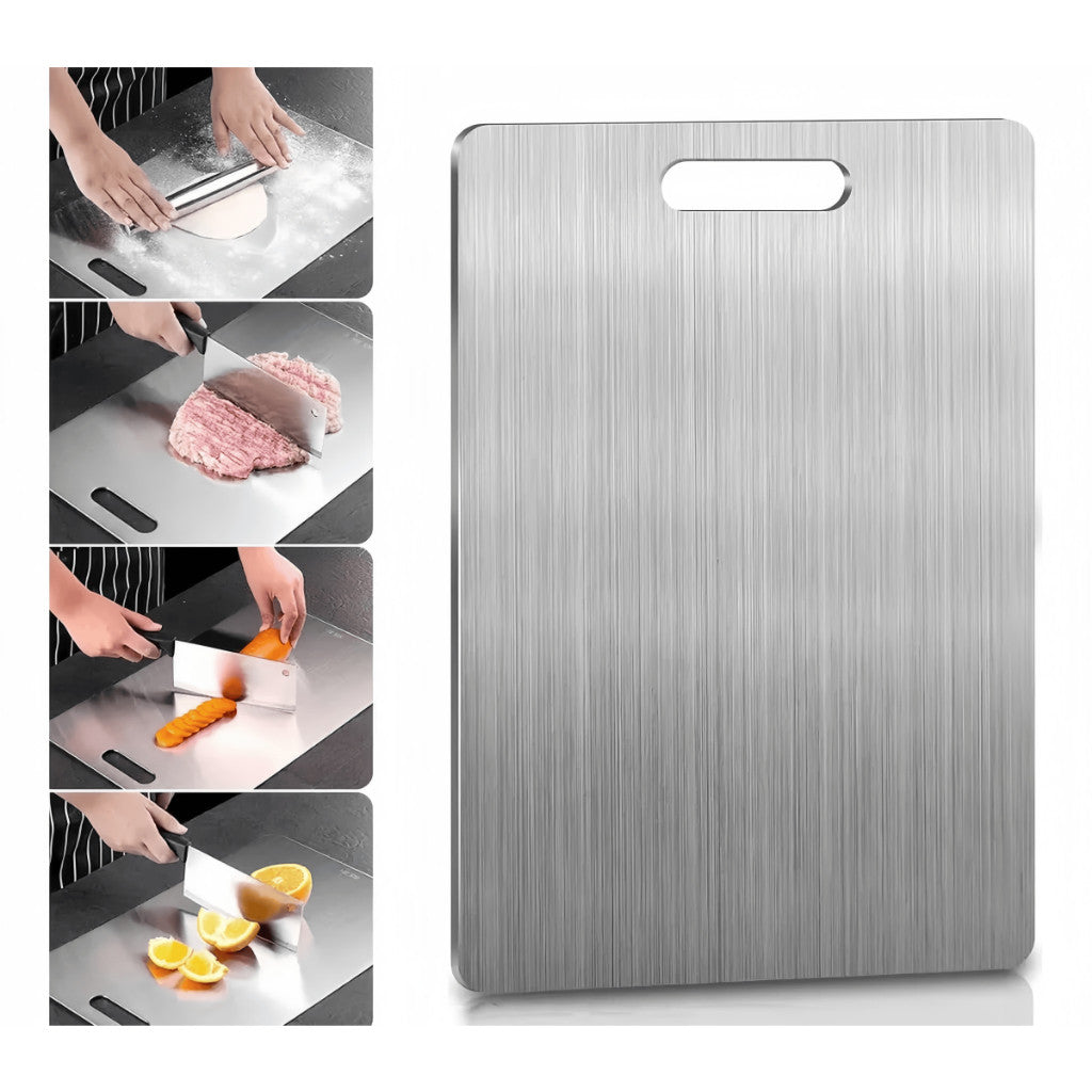 Tábua De Corte Para Cozinha Taboa Carne 30X46cm Aço Inox