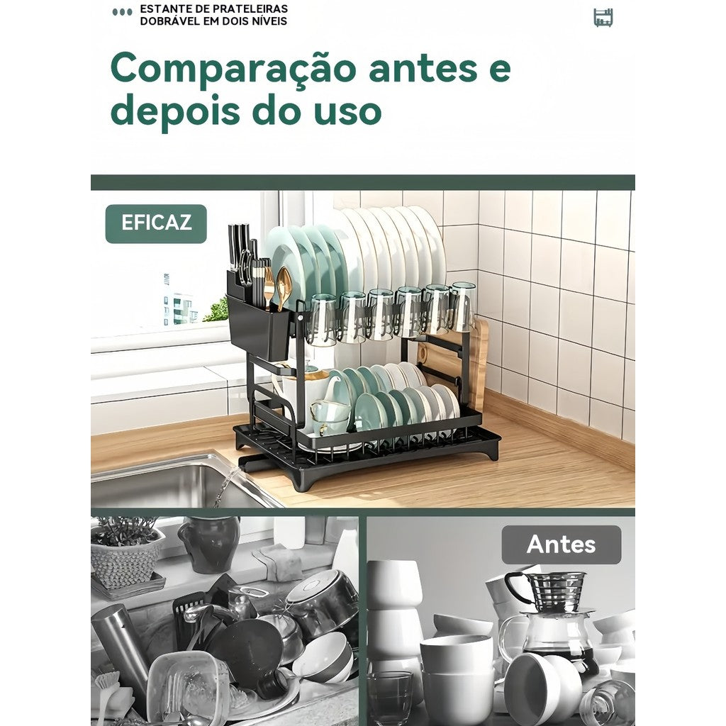 Escorredor de Louças Aço Inoxidável Preto – Modelo Rack ou Suspenso para Cozinha
